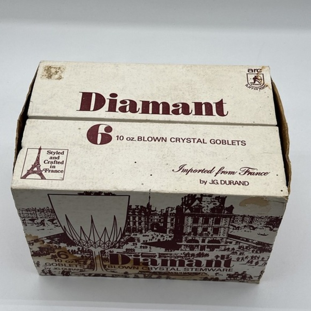 Diamant 6- 10 oz. Blown Crystal Goblets Imported‎ from France - Picture 2 of 4